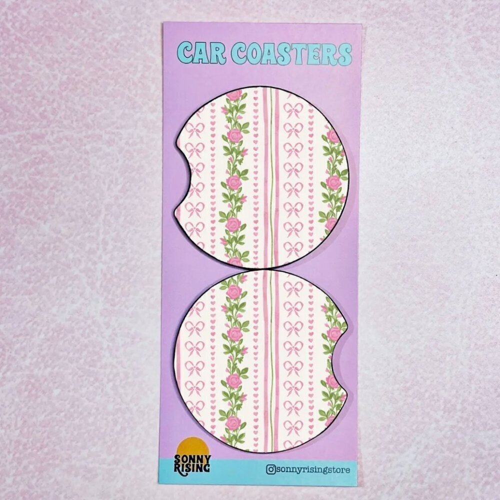 FLORAL BOW CAR COASTERS